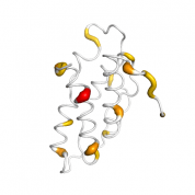 IL 21  protein 3D structural model from Catalog of Somatic Mutations in Cancer originally published in the paper COSMIC: somatic cancer genetics at high-resolution