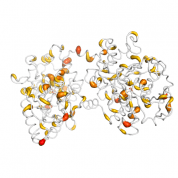 LTF  protein 3D structural model from Catalog of Somatic Mutations in Cancer originally published in the paper COSMIC: somatic cancer genetics at high-resolution